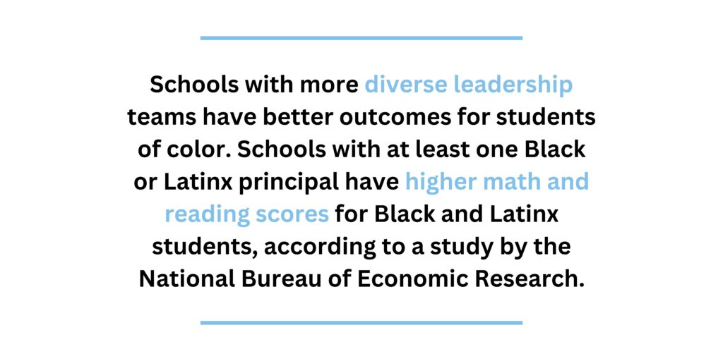 Schools with more diverse leadership teams have better outcomes for students of color.