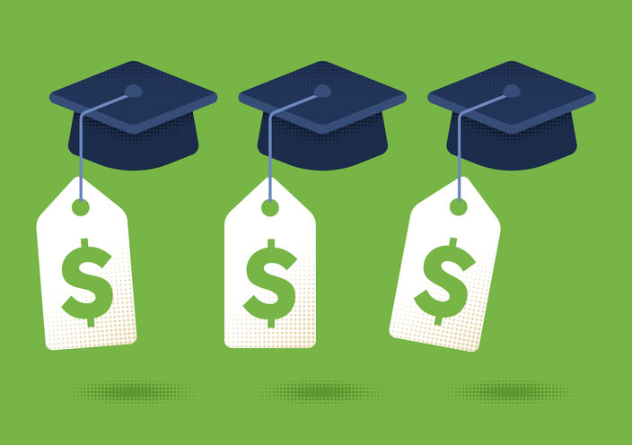 cost of university graduation with grad caps and price tags